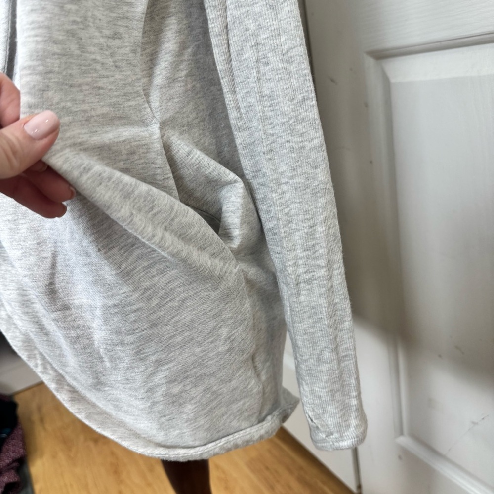 Athleta Soft Gray Draped Long Sleeve Sweatshirt - Picture 3 of 8